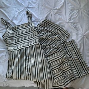 Cute White/Gray lines Jumpsuit